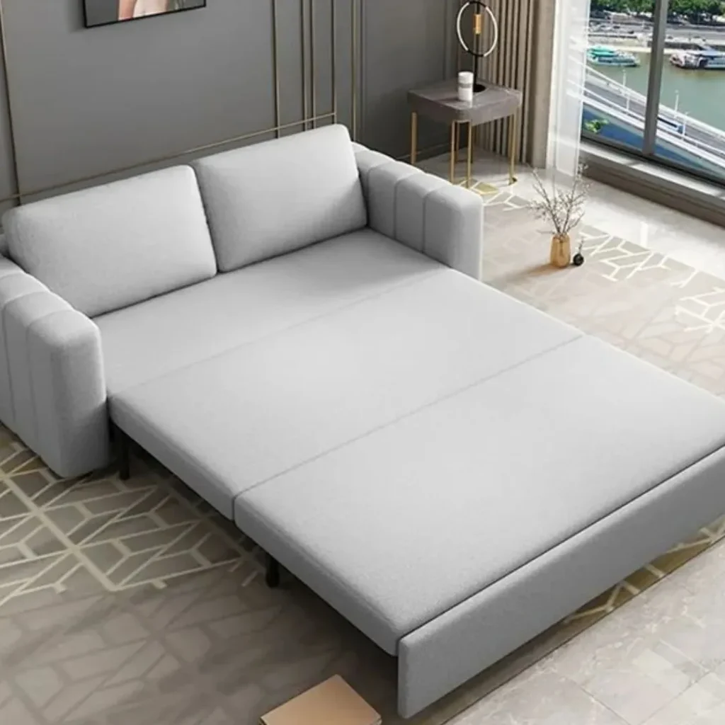 How to cover a sofa bed – step-by-step cushion and sheet arrangement