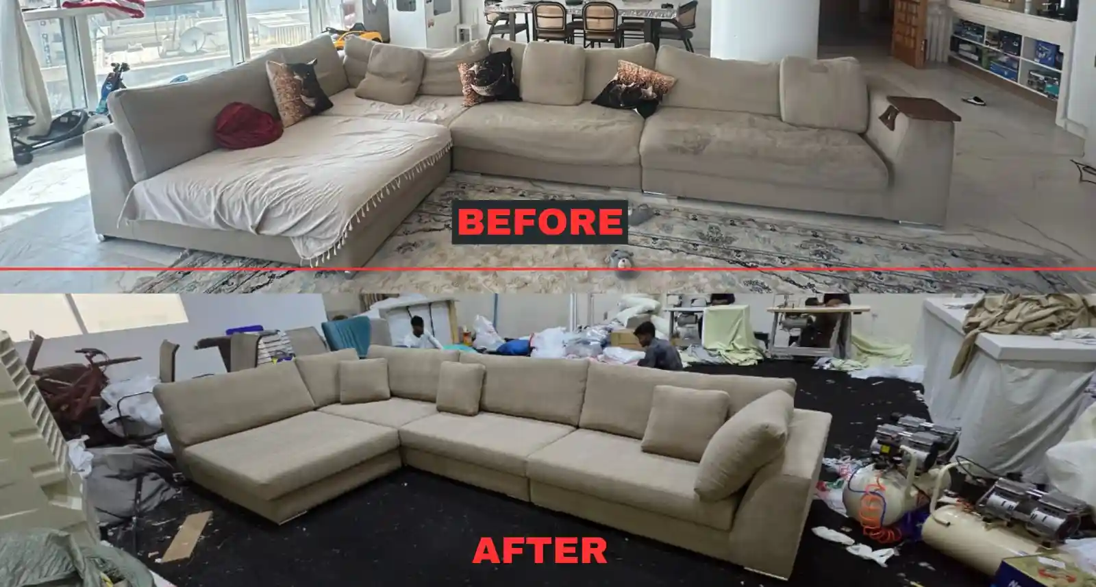 Sofa upholstery before after work in dubai (2)