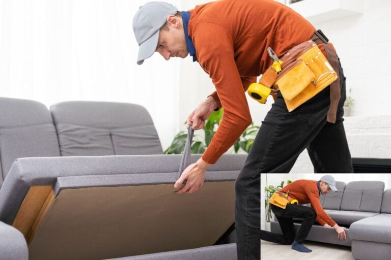 sofa repairing shown in the picture for sofa repair dubai in services with sofa restoration