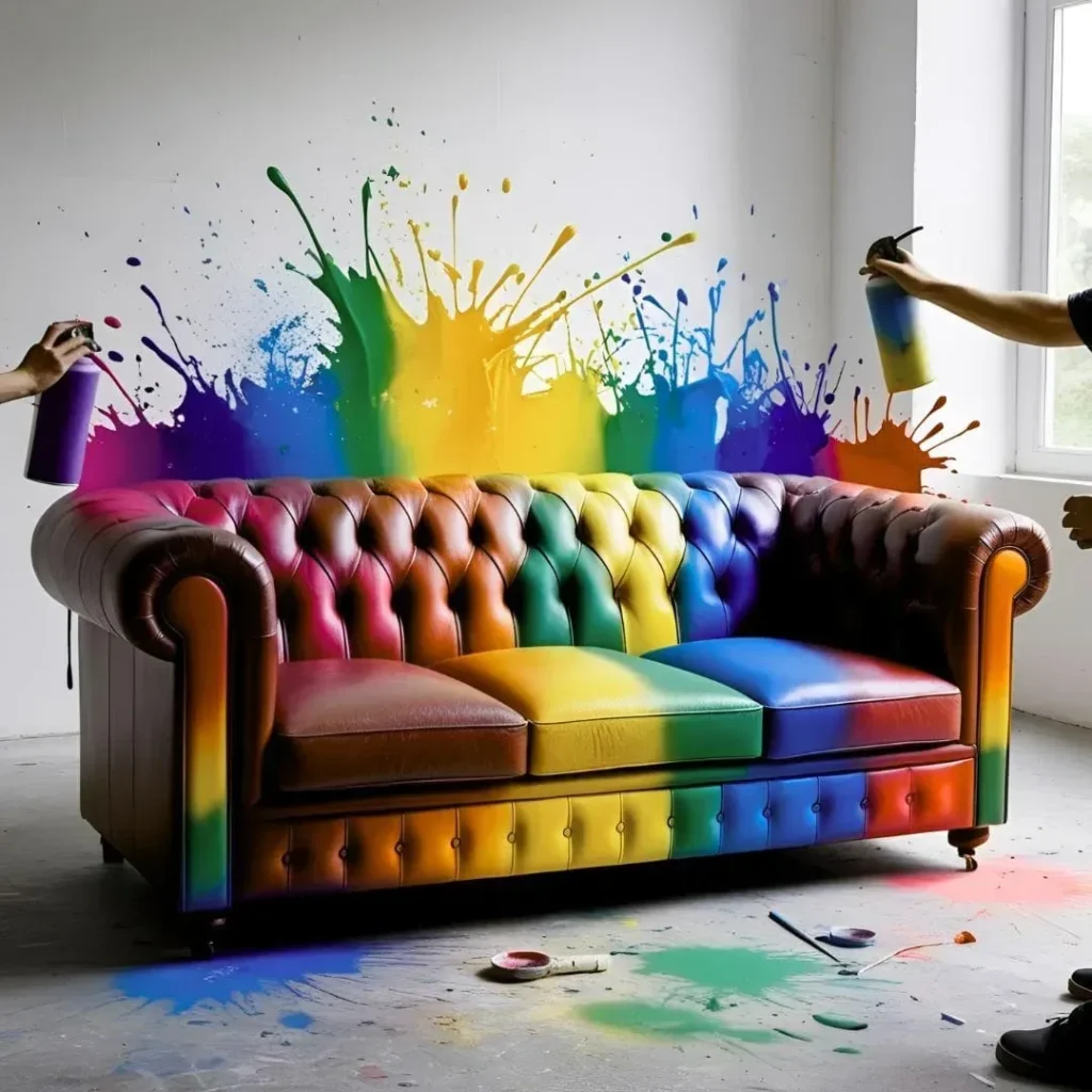 Can you change the color of a leather sofa using spray paint professionally