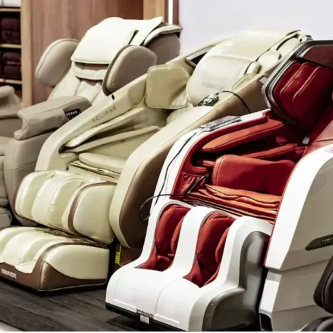 Why choose professional massage chair upholstery for comfort and durability, featuring a technician working on a high-quality massage chair.