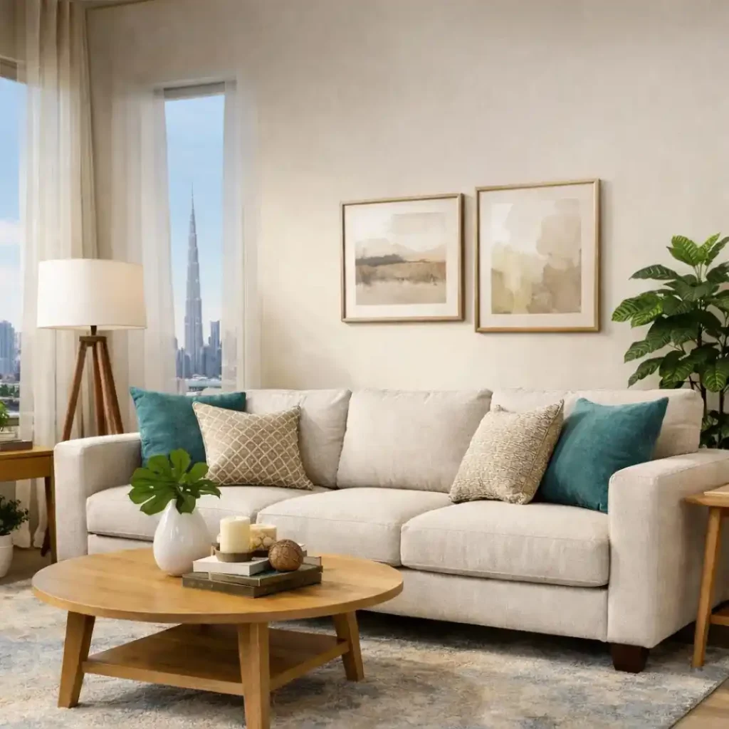 How fabric sofa upholstery refresh room by transforming an old sofa into a modern, comfortable living room centerpiece.
