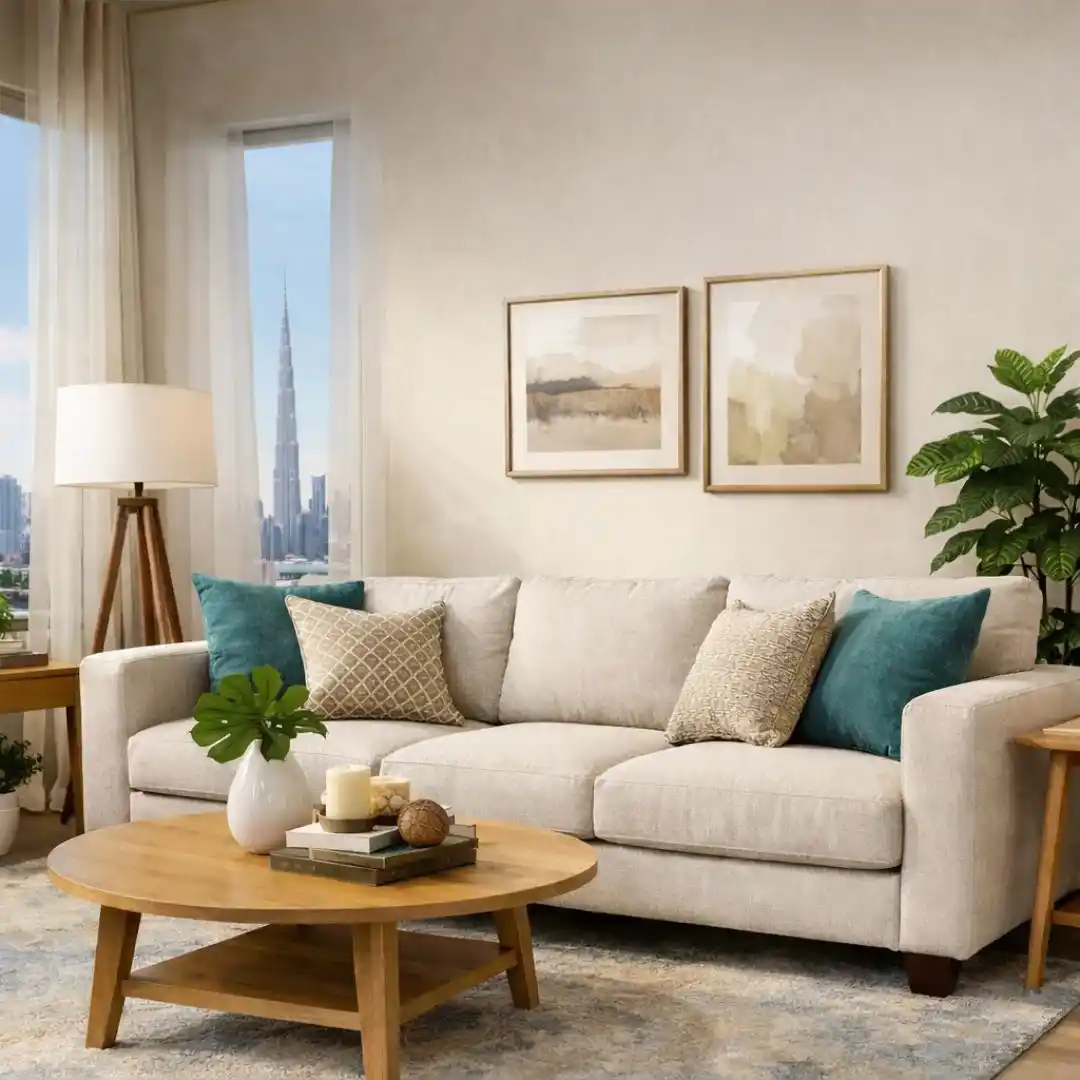 How fabric sofa upholstery refresh room by transforming an old sofa into a modern, comfortable living room centerpiece.