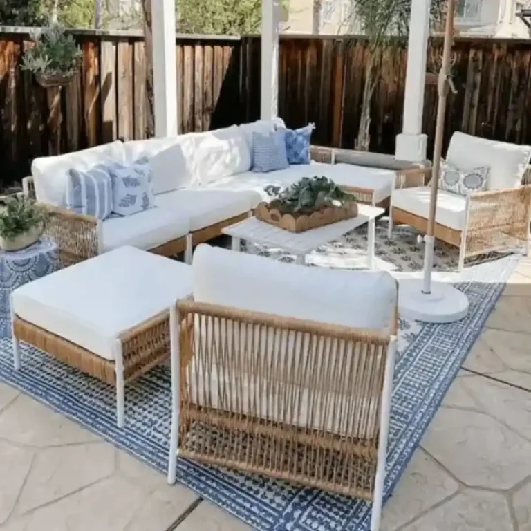 The Ultimate Outdoor Furniture Repair Guide showcasing furniture restoration with new cushions, protective coatings, and frame repairs.
