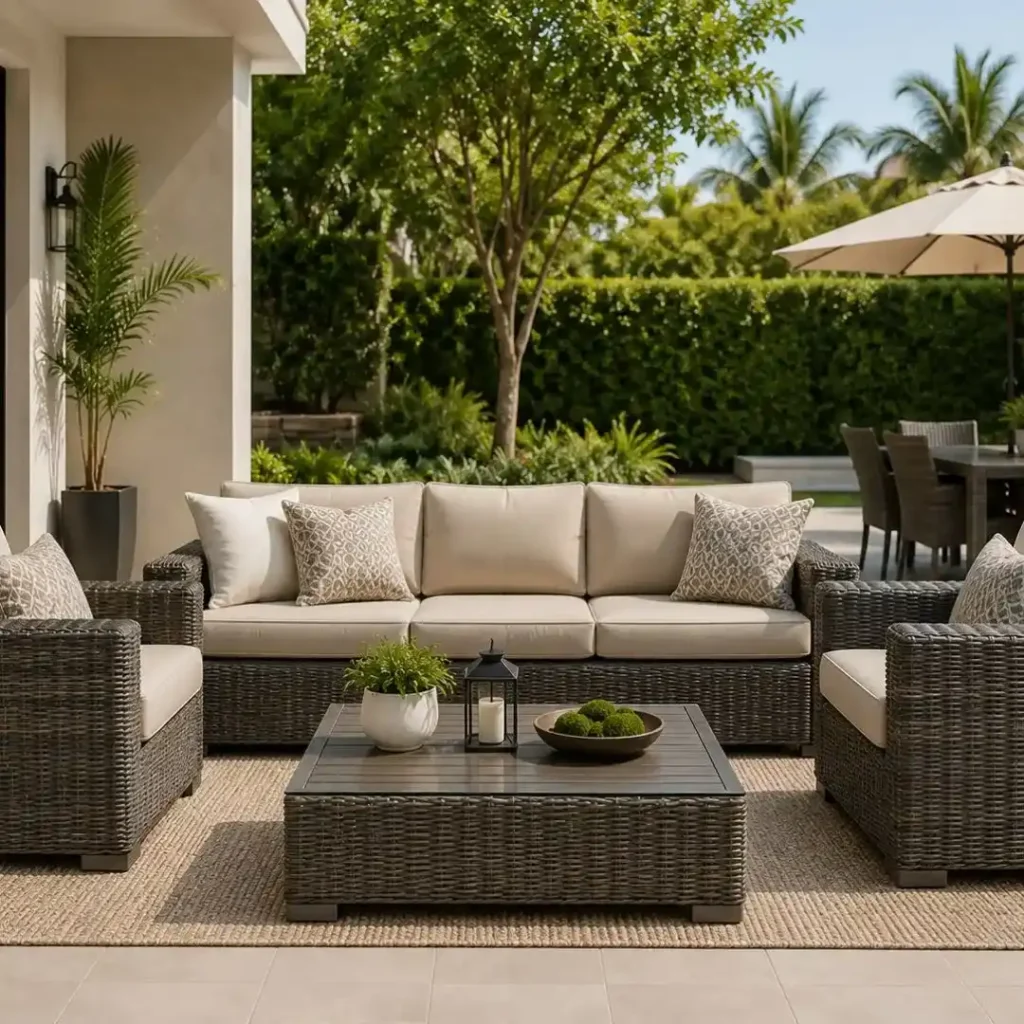 Outdoor Furniture Protection Saves Money by preserving stylish patio furniture with weather-resistant cushions and durable outdoor upholstery.