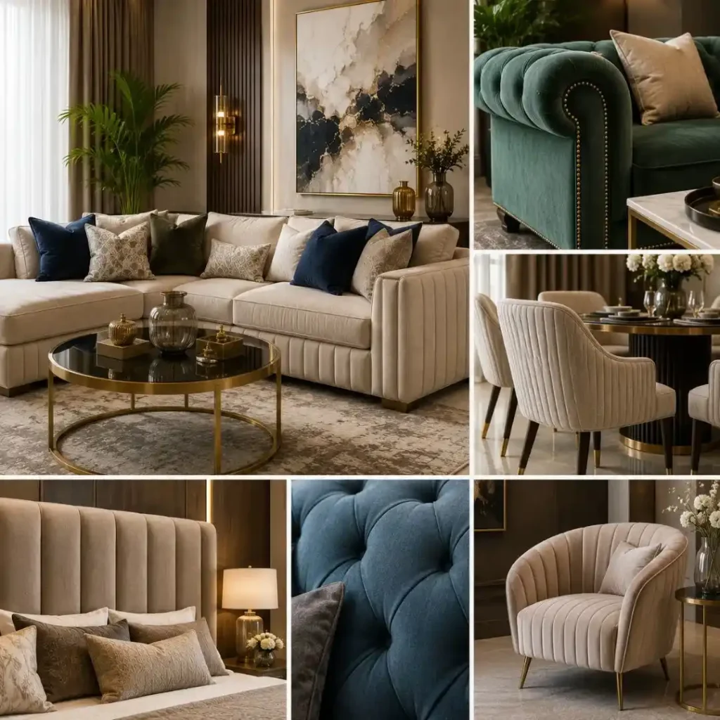 Dubai Upholstery Trends That Redefine modern interiors with luxury upholstered sofas, designer chairs, and premium furniture finishes.